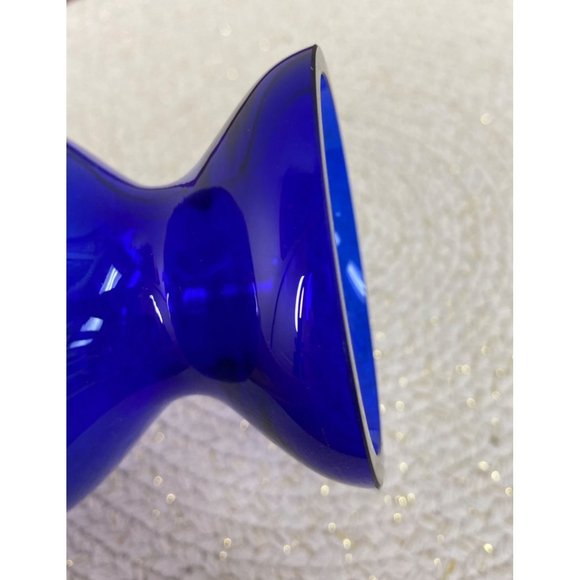 Cobalt Modern Glass Vase Artistic Shape 7” - Picture 5 of 5
